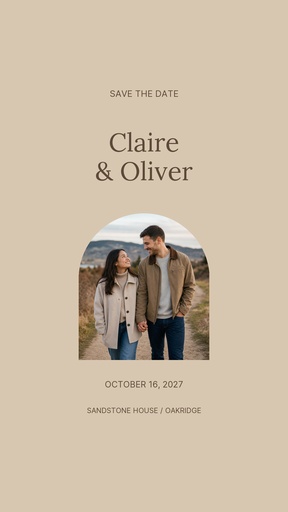 Story opener size of Sandstone Save the Date