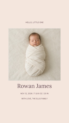 Story opener size of Hello, Little Rowan