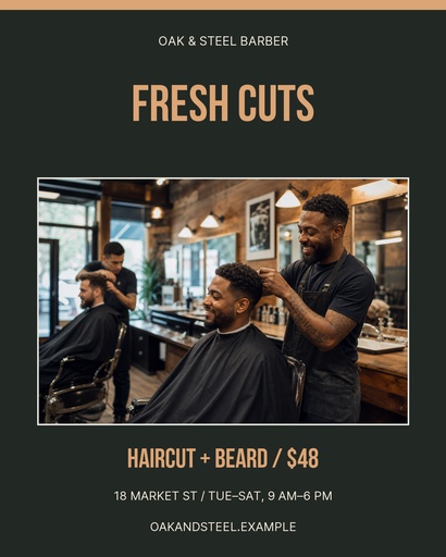 Portrait post size of Oak and Steel Barber