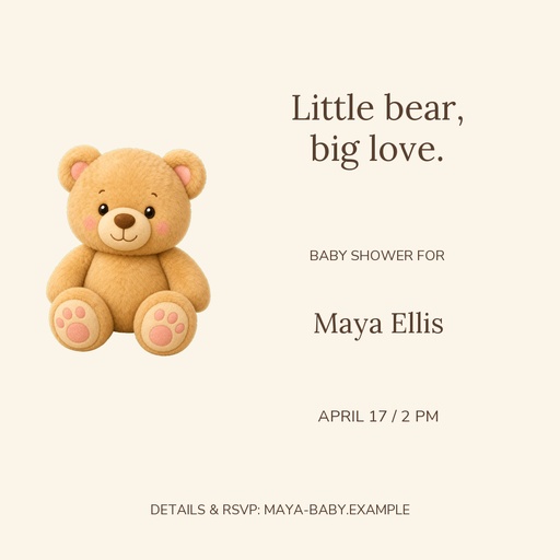 Square post size of Little Bear Welcome
