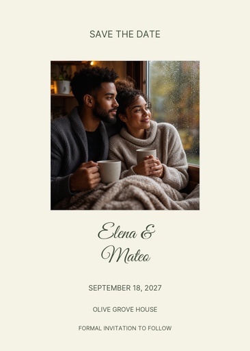 Save the date size of Under the Olive Trees
