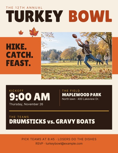Letter flyer size of The Turkey Bowl