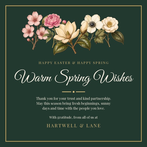 Square post size of Warm Spring Wishes from Our Team