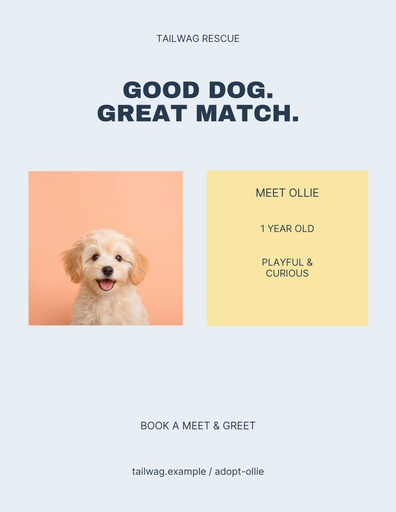 Letter flyer size of Good Dog Great Match
