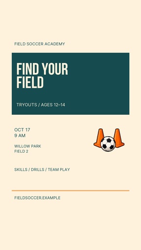 Story opener size of Find Your Field Soccer