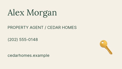 Agent contact card size of Welcome Home Collection