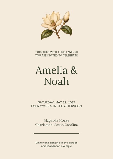 5 × 7 invitation size of Magnolia Promise