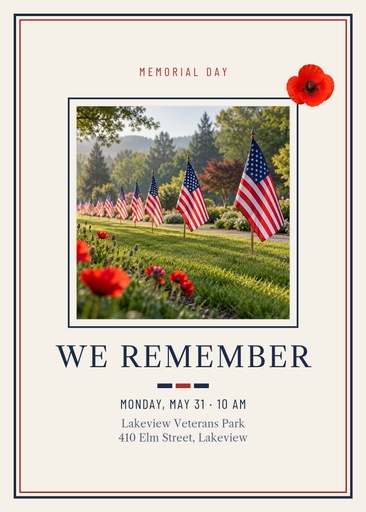 Remembrance card size of We Remember This Memorial Day