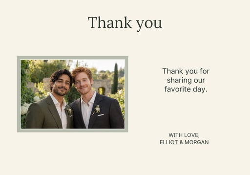 Thank-you card size of Garden Vows
