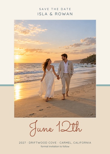 Save the date size of Barefoot on the Beach