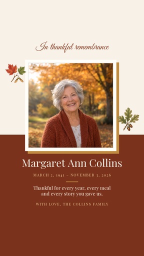 Story opener size of In Thankful Remembrance