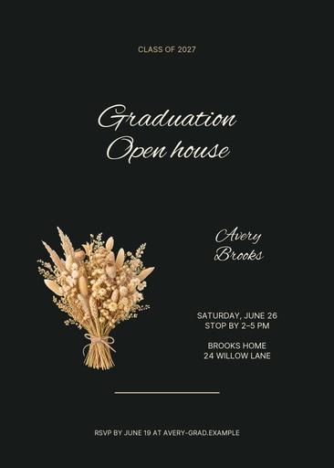 5 × 7 invitation size of Golden Hour Graduate