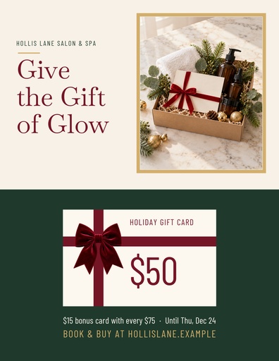 Letter flyer size of Give the Gift of Glow