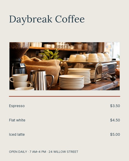 Portrait post size of Daybreak Coffee