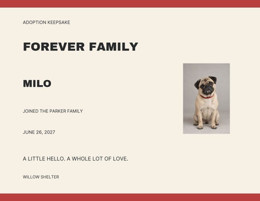 Keepsake certificate size of Happy Tails Day