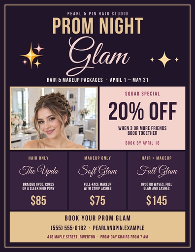 Letter flyer size of Prom Night Glam