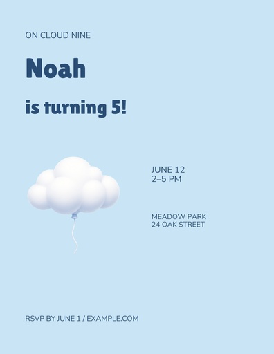 Letter flyer size of Cloud Nine Birthday