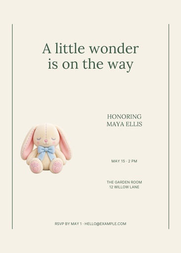 5 × 7 invitation size of A Little Wonder