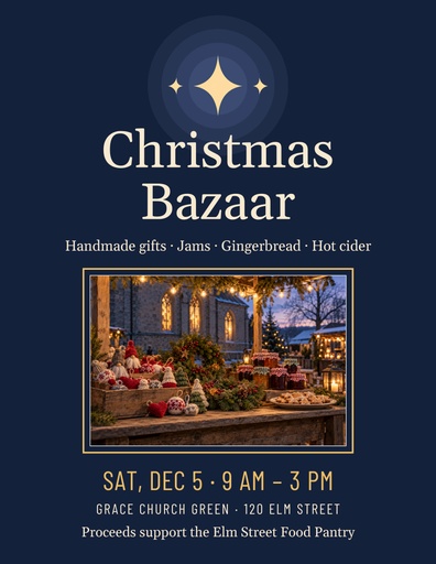 Letter flyer size of Christmas Bazaar on the Green