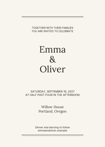 5 × 7 invitation size of Ivory Vows