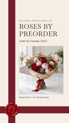 Story opener size of Roses by Preorder