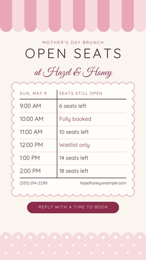 Story detail size of Brunch Seats for Mom