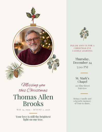 Letter flyer size of Missing You This Christmas