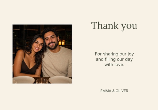 Thank-you card size of Willow and Stone