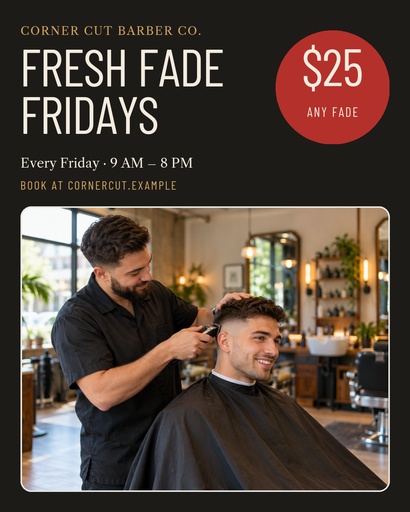 Portrait post size of Fresh Fade Fridays