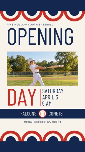 Story opener size of Little League Opening Day