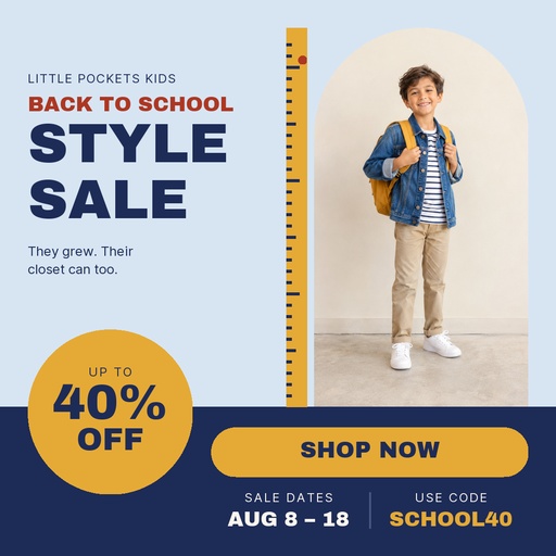 Square post size of Back-to-School Style Sale