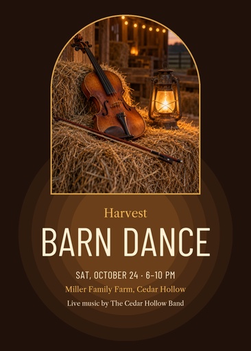 5 × 7 invitation size of Harvest Barn Dance