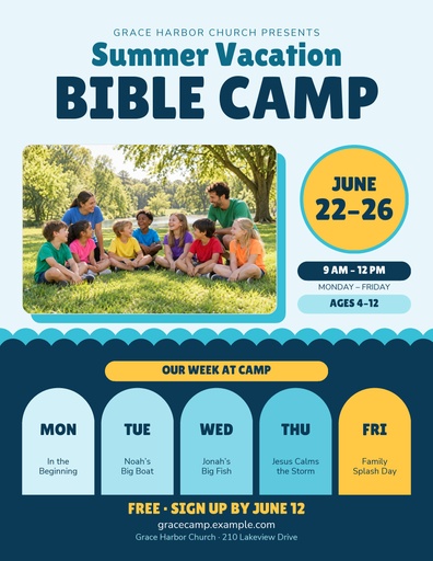 Letter flyer size of Summer Vacation Bible Camp