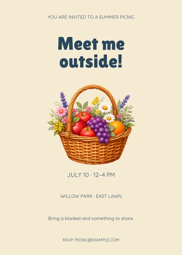 5 × 7 invitation size of Meet Me Outside