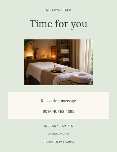 Letter flyer size of Stillwater Spa