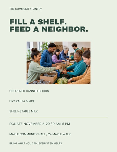 Letter flyer size of The Community Pantry