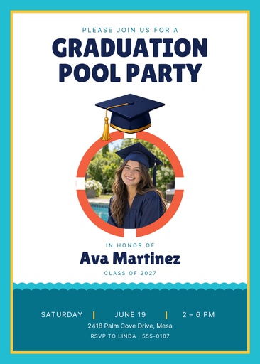 5 × 7 invitation size of Graduate Pool Party