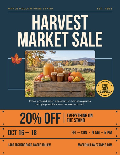 Letter flyer size of The Harvest Market Sale