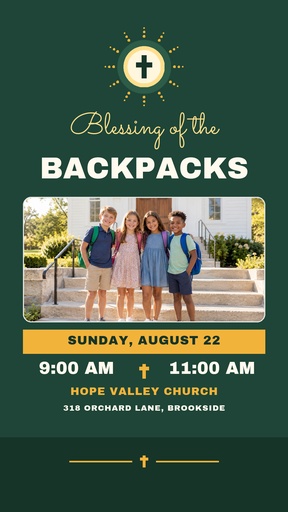 Story opener size of Blessing of the Backpacks