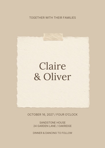 5 × 7 invitation size of Sandstone Save the Date