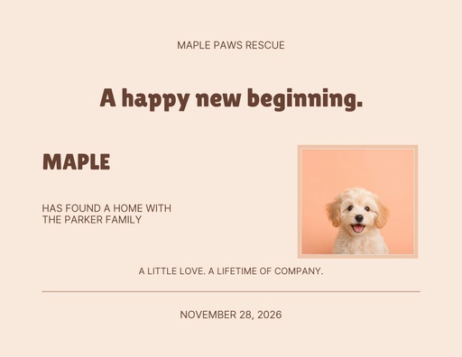 Keepsake certificate size of Meet Maple