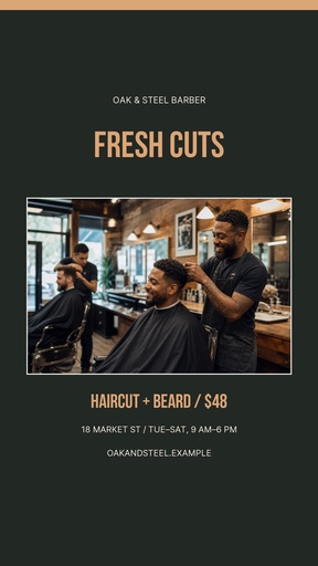 Story opener size of Oak and Steel Barber