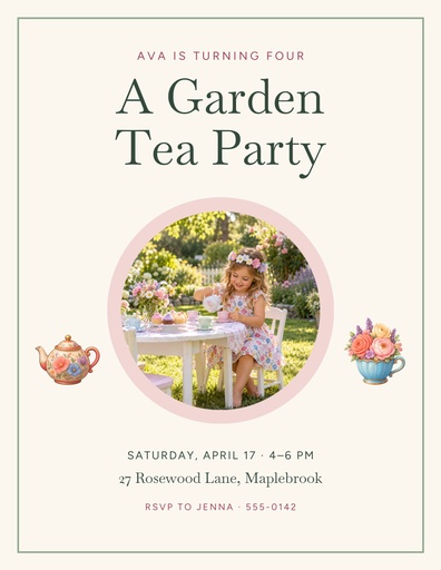 Garden Tea Party at Four Page Cover Template - Design Templates