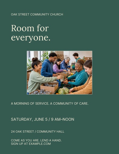Letter flyer size of Room for Everyone