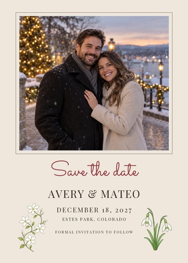 Save the date size of Engaged for the Holidays
