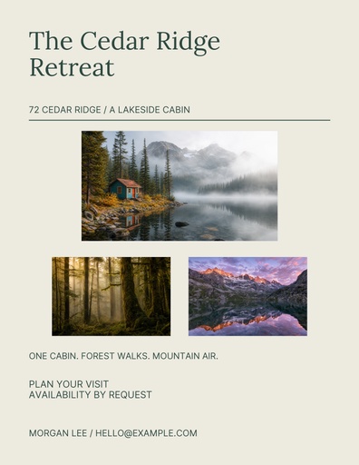 Letter flyer size of The Cedar Ridge Retreat