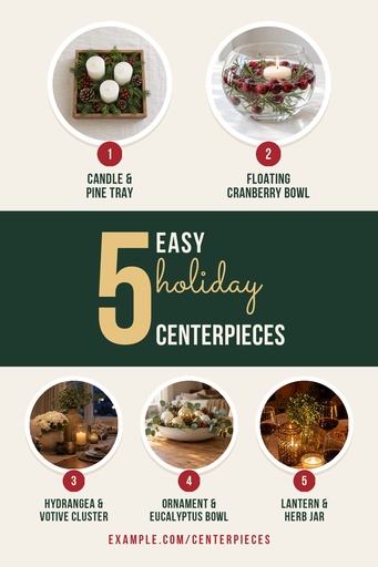 Pinterest pin size of Five Easy Holiday Centerpieces