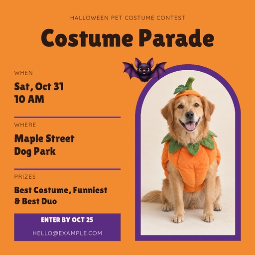 Square post size of Pet Costume Parade