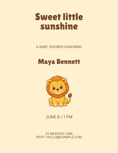 Letter flyer size of Sweet Little Sunshine
