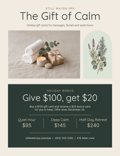 Letter flyer size of The Gift of Calm